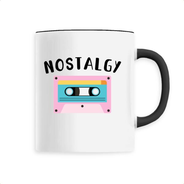 Nostalgy Mug céramique en blanc avec graphique cassettes audio