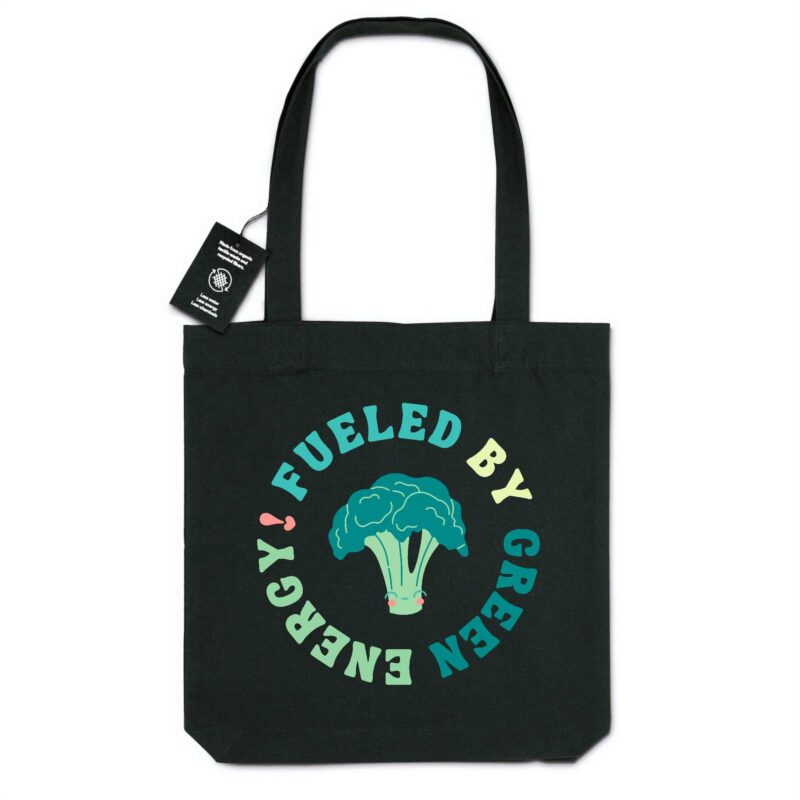 Fueled by Green Energy Tote Bag Noir Coton Bio 100% Recyclé