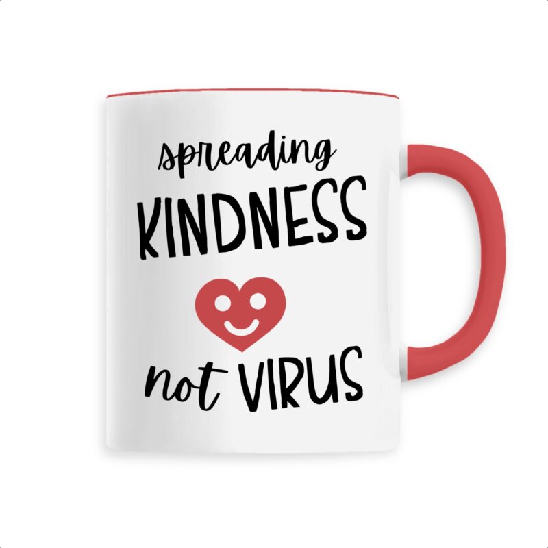 Spreading Kindness Not Virus (Anti-Covid) Mug éco-responsable blanc, noir et rouge