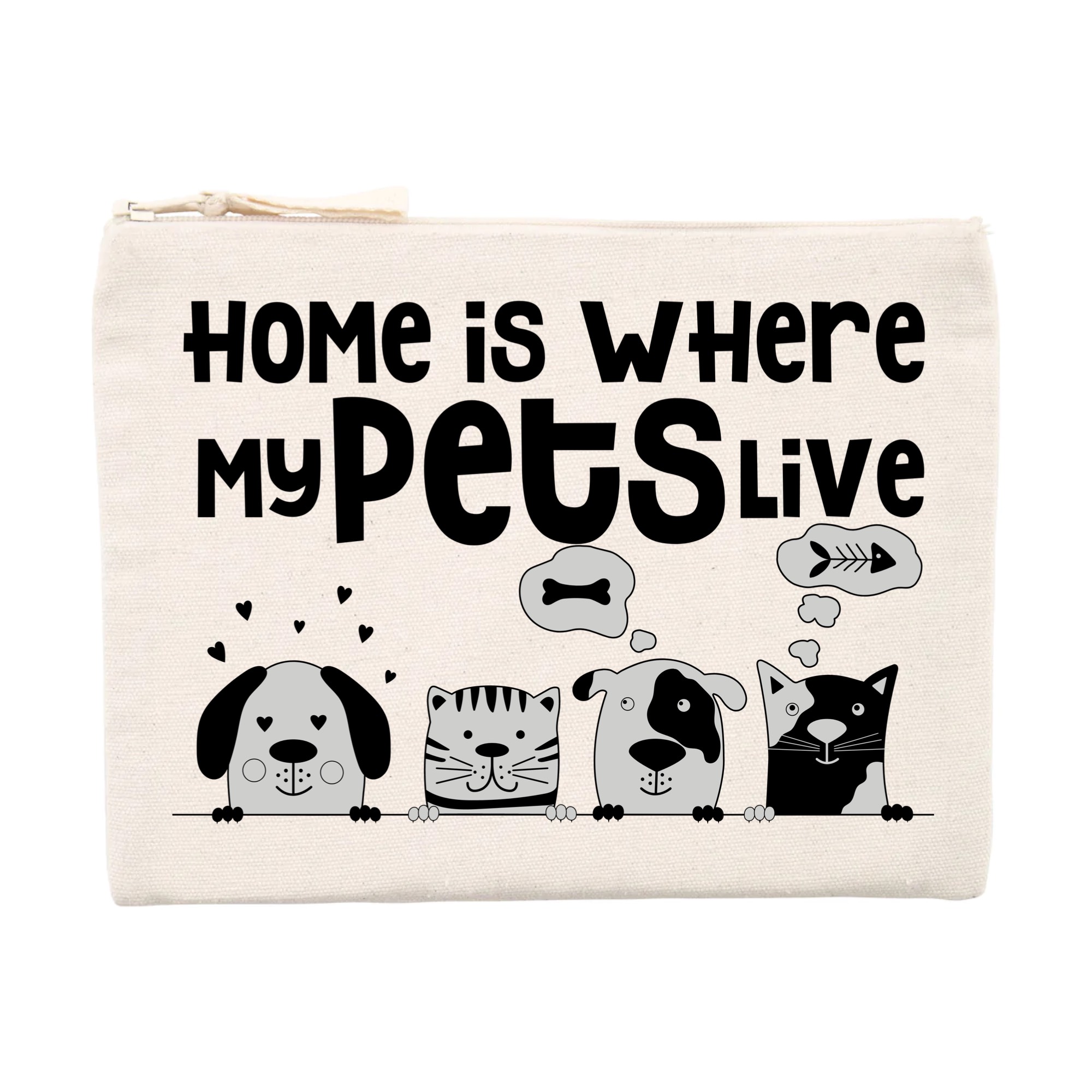 Home is where my Pets live B&W Pochette coton recycle