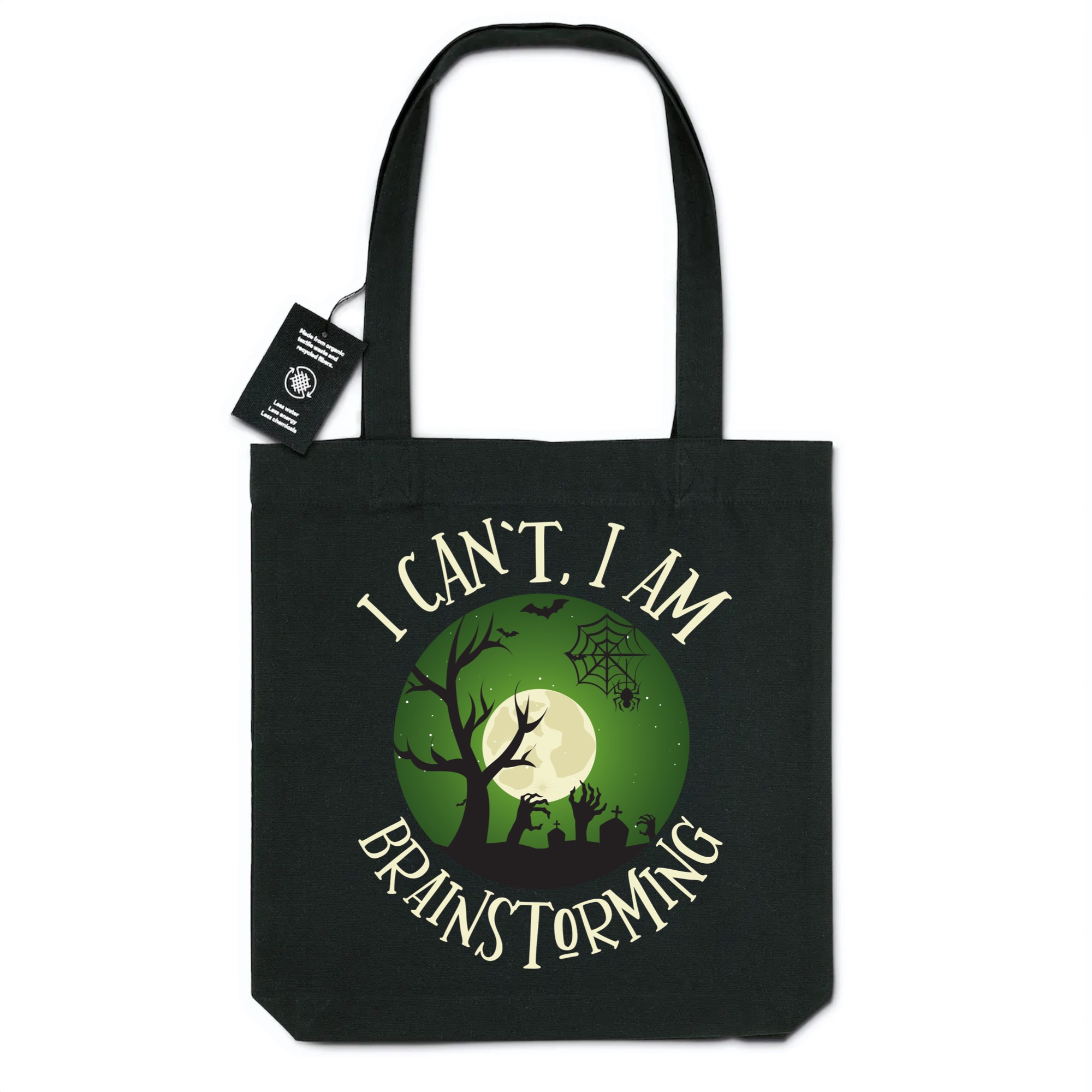 I can`t, I am brainstorming Halloween / Zombies Totebag Bio 100% recyclé